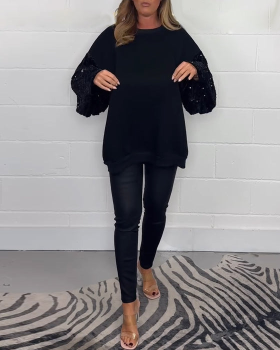 Sweat-shirt décontracté à manches longues et col rond