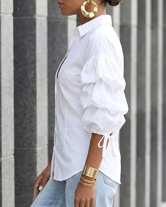 Chemise Attache Volant Manche Bouffante