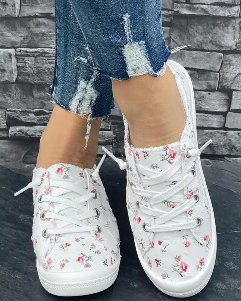 Chaussures Imprimé Floral Mode Décontracté Tissu