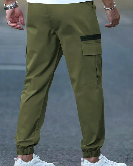 Pantalon Homme Poignet Élastique Unie Décontracté