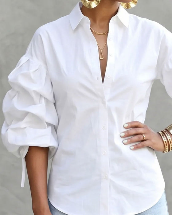 Chemise Attache Volant Manche Bouffante