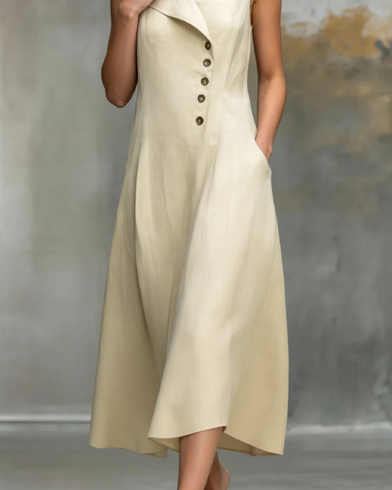 Robes Asymétrique Revers Sans Manches Longue