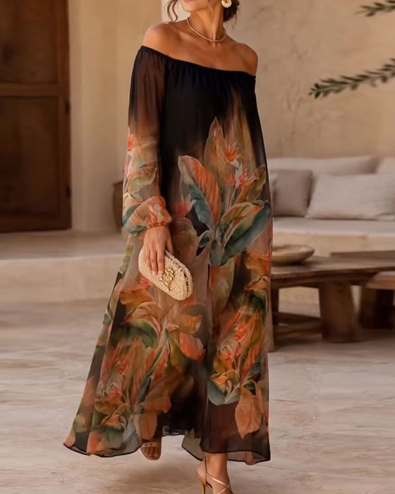 Robe À Épaules Dégagées À Dégradé Floral