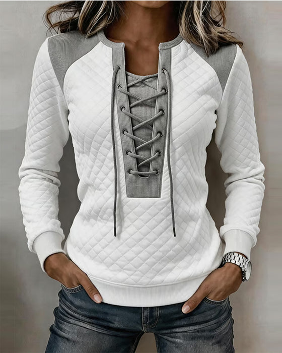Sweat Lacet Ajusté Bloc De Couleur
