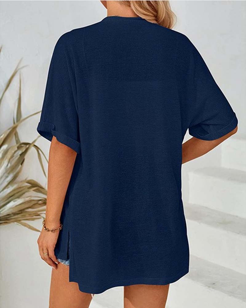 Manteau Manches Courtes Décontracté Unie