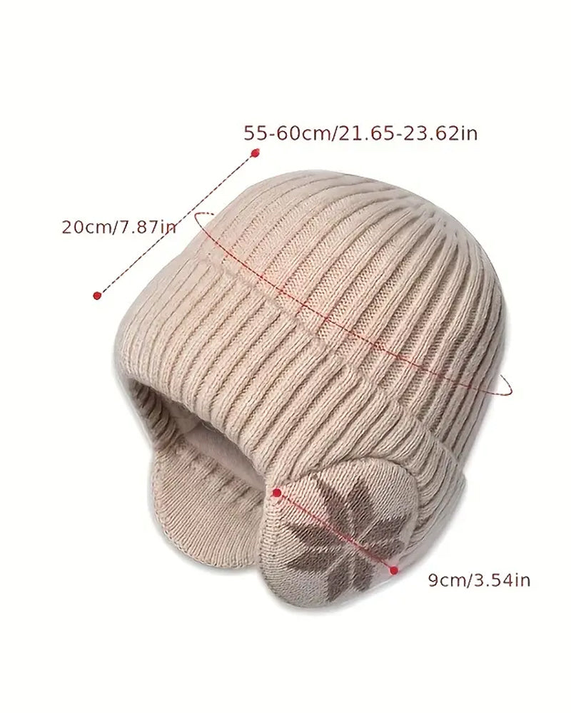1 pièce Bonnet d’Hiver pour Femme Doublé en Polaire avec Oreilles en Polaire