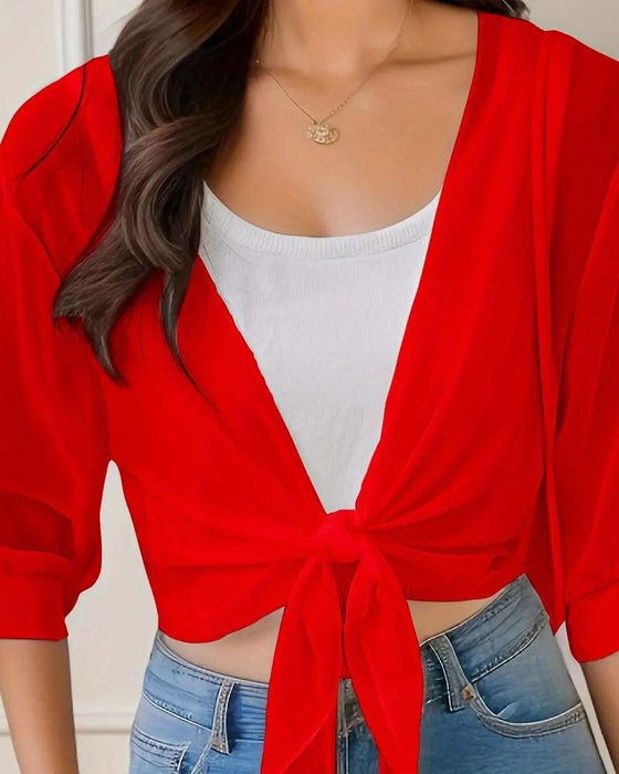 Cover-Up Sheer Chiffon Manche Courte Protection Solaire