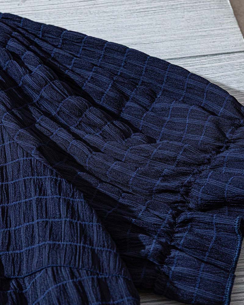 Blouse À Manches Bouffantes À Carreaux