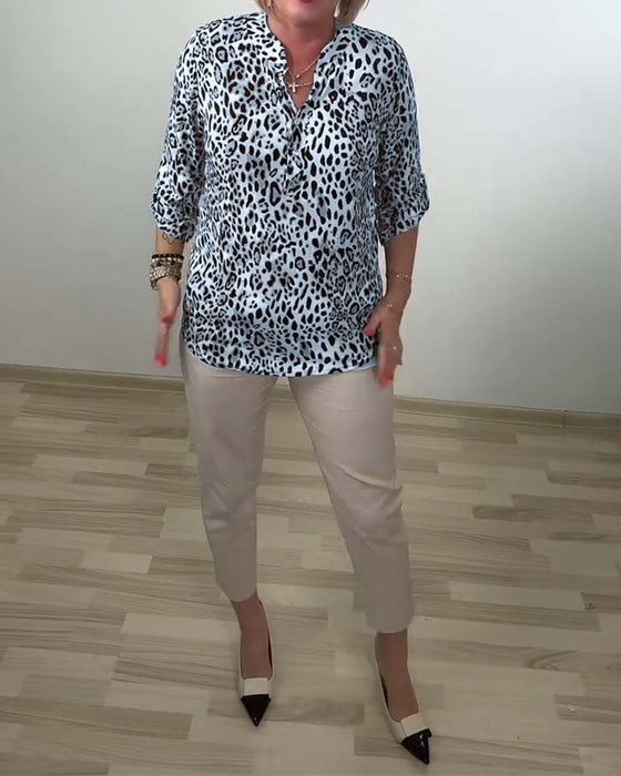 Blouse Col Claudine Mode Léopard
