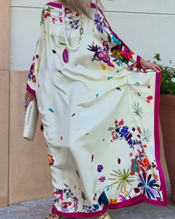 Robe Off-Shoulder Contraste Lâche Vacances