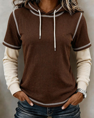 Sweat À Capuche Gaufré Bloc De Couleur 2 En 1
