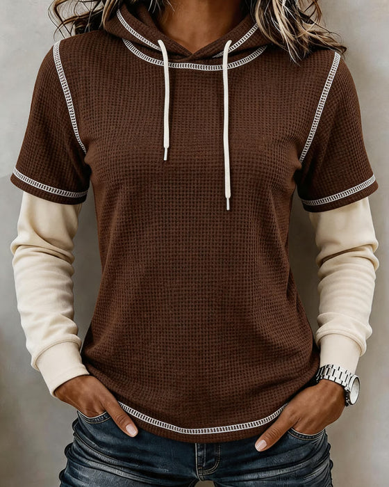 Sweat À Capuche Gaufré Bloc De Couleur 2 En 1