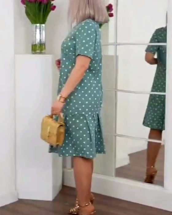 Robe décontractée à manches courtes et imprimé à pois