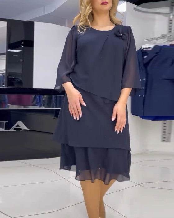 Robe élégante en patchwork irrégulier de couleur unie