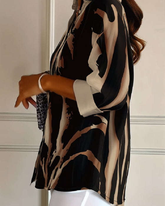 Blouse Col Montant Imprimé Irrégulier