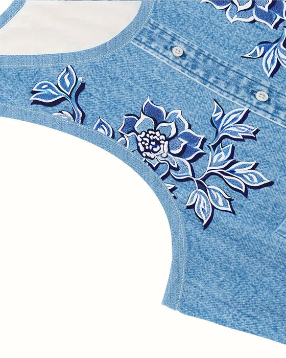 Robe Sans Manches Imitation Denim