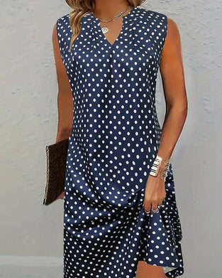 Robe élégante sans manches à imprimé à pois