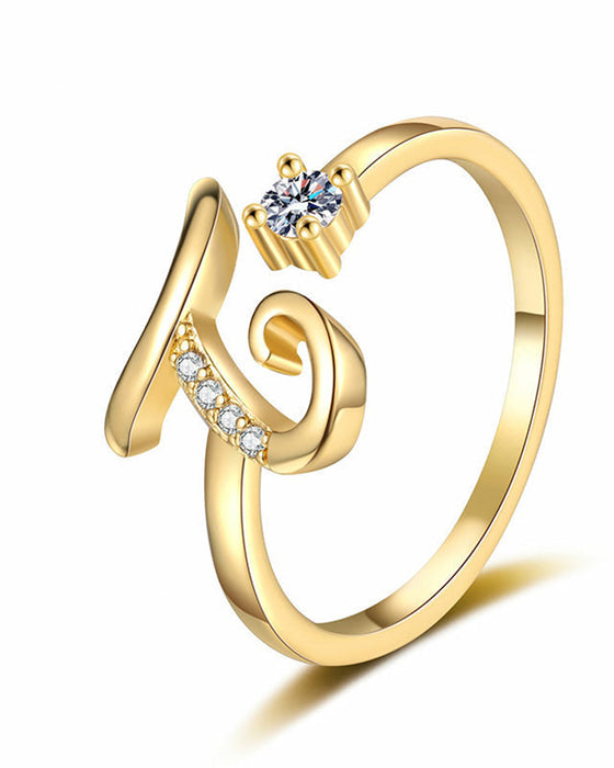 Bague Réglable Scintillante Avec Initiale Pour Femmes
