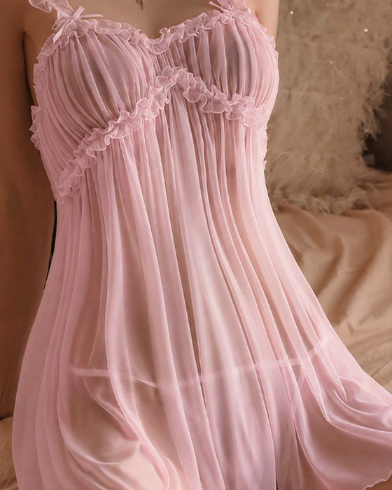 Nuit Transparent Mesh Bretelles Sexy