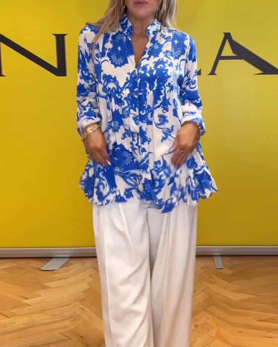 Chemisier imprimé frais à manches longues