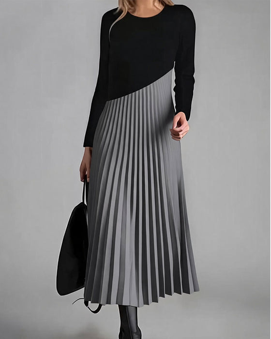 Robe Patchwork Plissé Midi