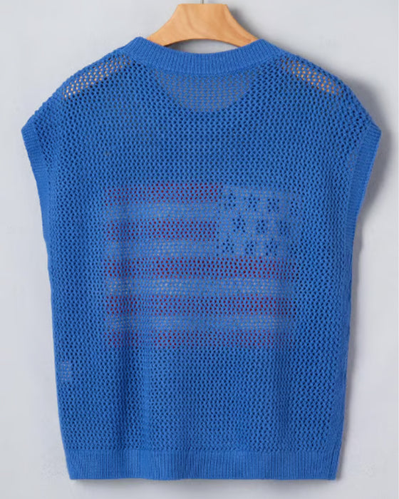 Pullover Motif Drapeau Col Rond