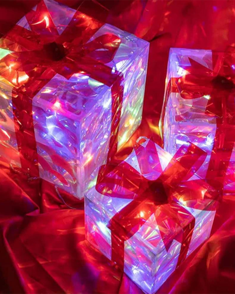 Décorations De Noël Sous Forme De Boîtes Cadeaux Lumineuses