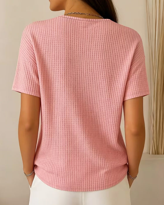Tee-Shirt Col V Uni Polyvalent Manches Courtes