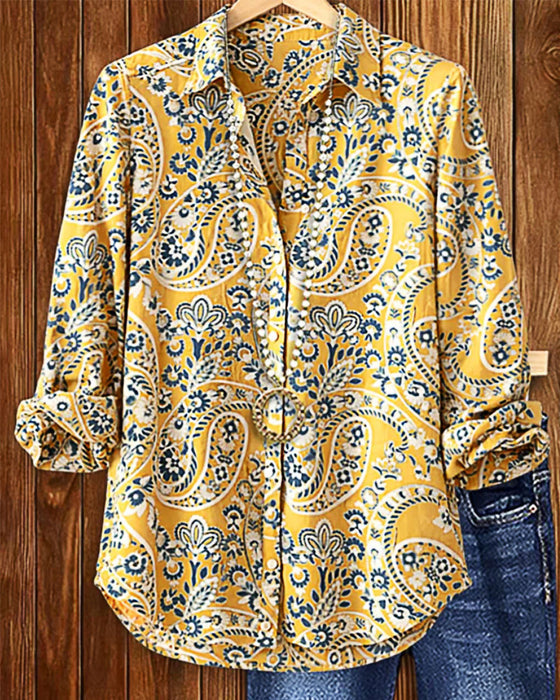 Chemise Revers Paisley Manche Longue