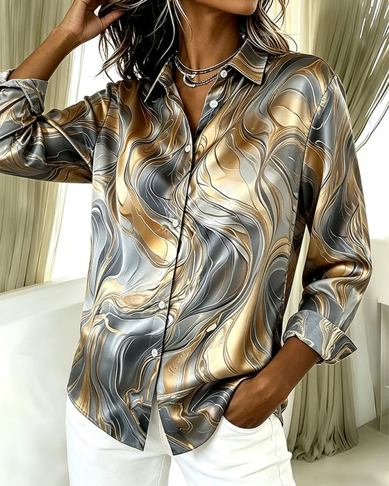 Chemise À Manches Longues Avec Imprimé Marbré