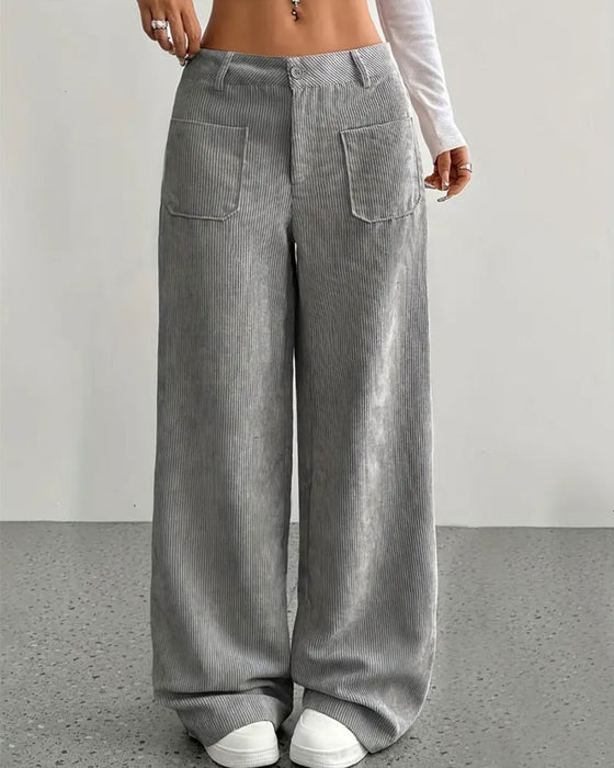 Pantalon Devant Dos Poche Unie Jambe Droite Long