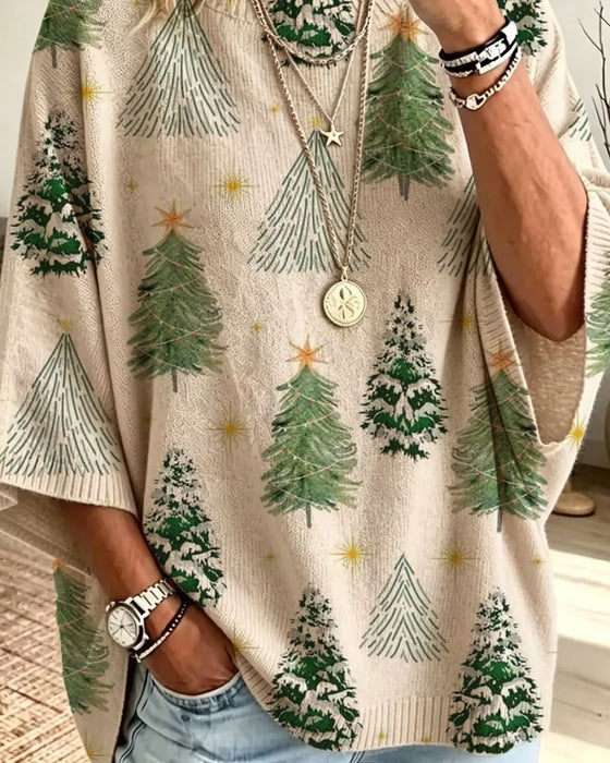 Pullover Demi Manche Sapin De Noël Ample