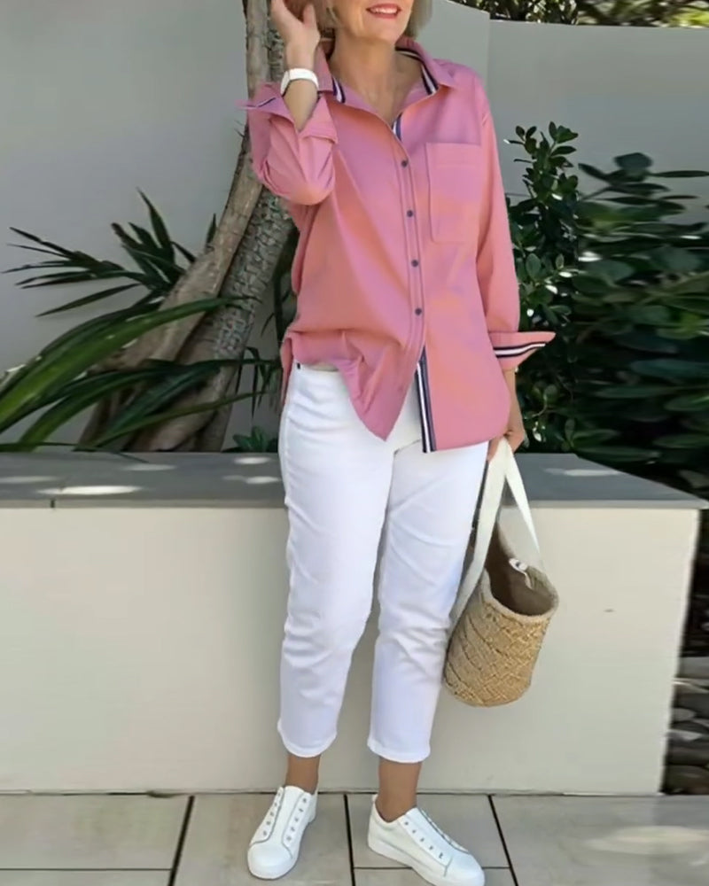 Chemise Manches Longues Col Boutonné Avec Poche