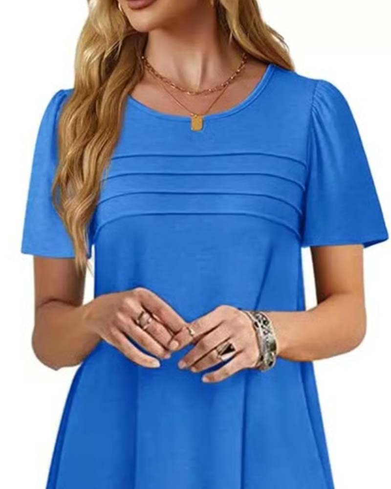 Robe Volant Manche Courte Col Rond