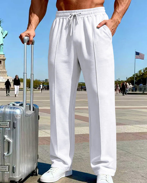 Pantalon Homme Taille Élastique Cordon Jambe Droite