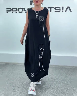 Robe Sans Manches Imprimé Lettre Oversize