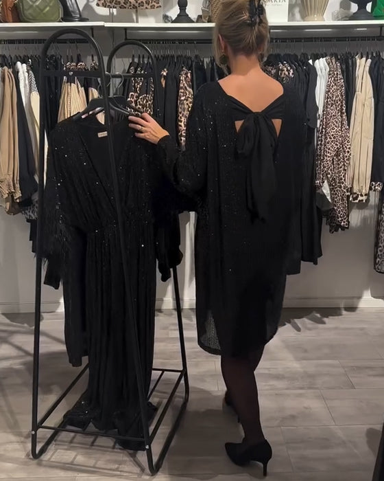 Robe Élégante Dos Nu À Bretelles Et Paillettes