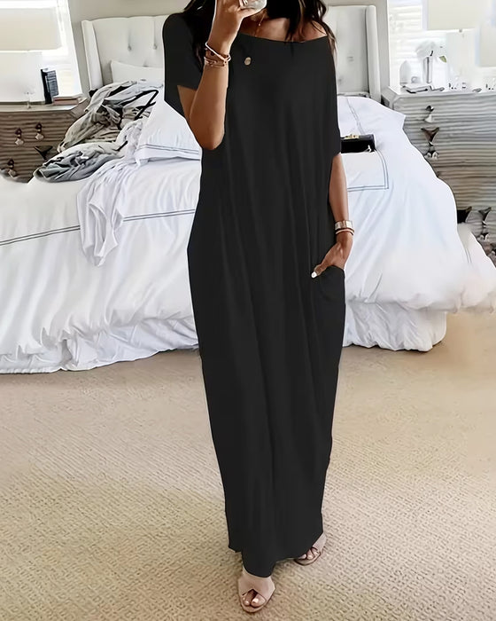 Robe Unie Longue Décontractée