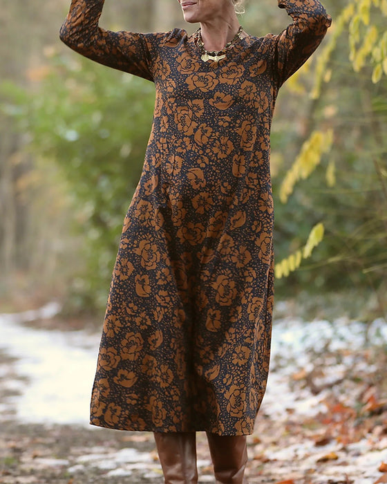 Robe Imprimé Floral Col Rond Coupe Ample
