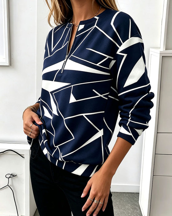 Sweatshirt Décontracté Fermeture Éclair Manches Longues