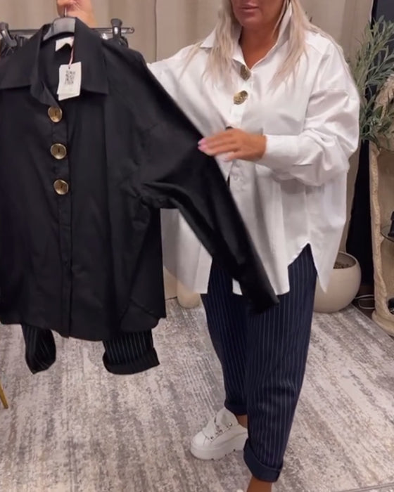 Chemise élégante de couleur unie avec revers et boutons