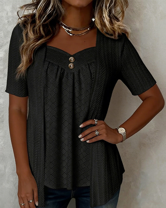 Chemisier Fausse Couche Carré Encolure Découpé Patchwork