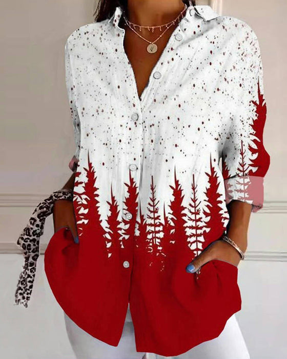 Chemise décontractée à revers boutonnée imprimée