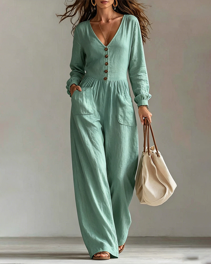 Combinaison Casual Poche Manches Longues
