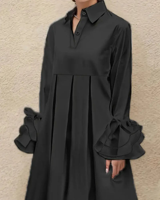 Robe Mode Col Chemise Évasé