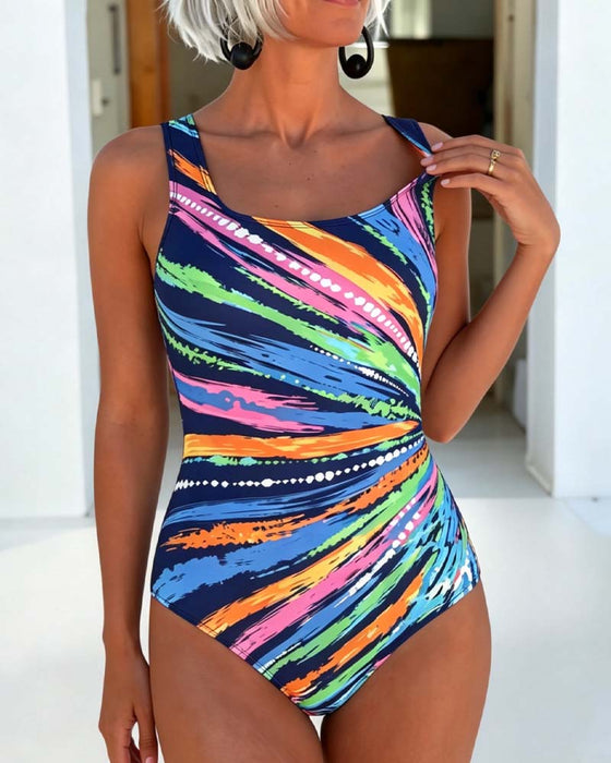 Une-Pièce Bloc De Couleur Vibrant Maillot De Bain