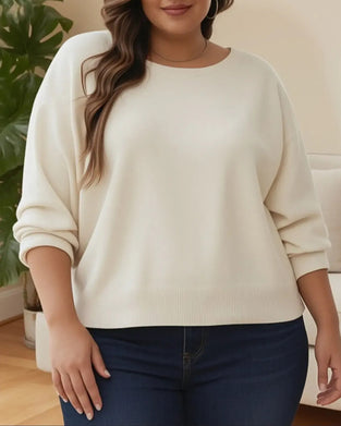 Pullover Col-Rond Drop-Épaule Unie Ample