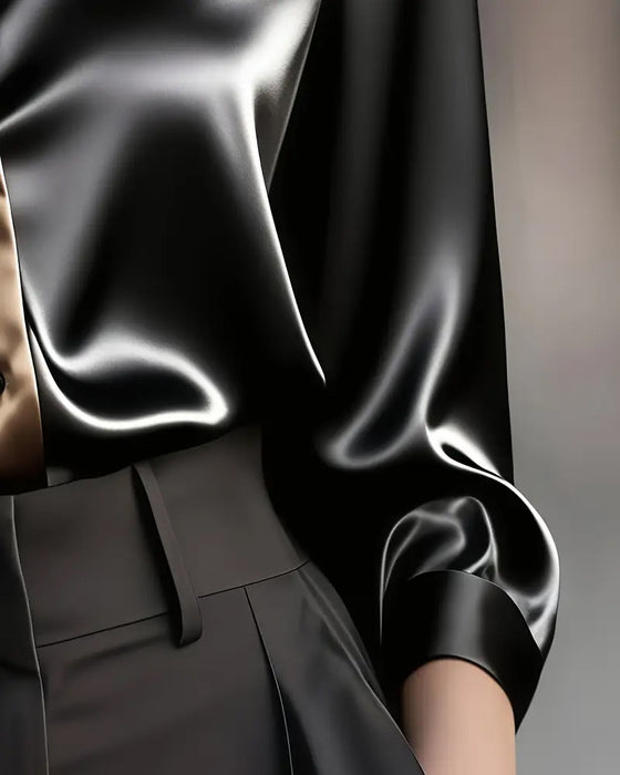 Chemise Élégant Business Satin Panachage de Couleurs