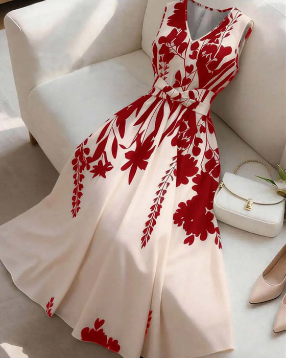 Robe Col En V Taille Coupe A Sans Manches