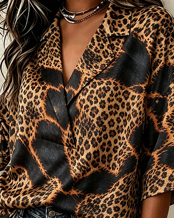 Blouse Revers Croix Léopard